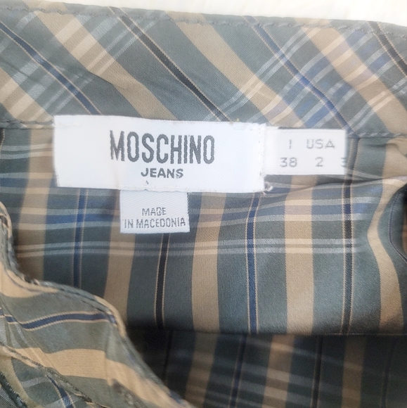 RARE MOSCHINO JEANS PLEATED RUFFLE COTTAGECORE PLAID LONGSLEEVE MIDI DRESS SZ:2 - Picture 2 of 16